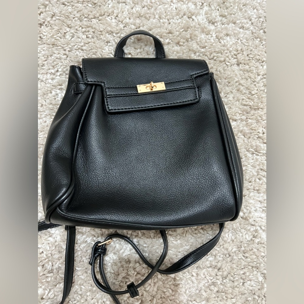 Black Faux leather Backpack